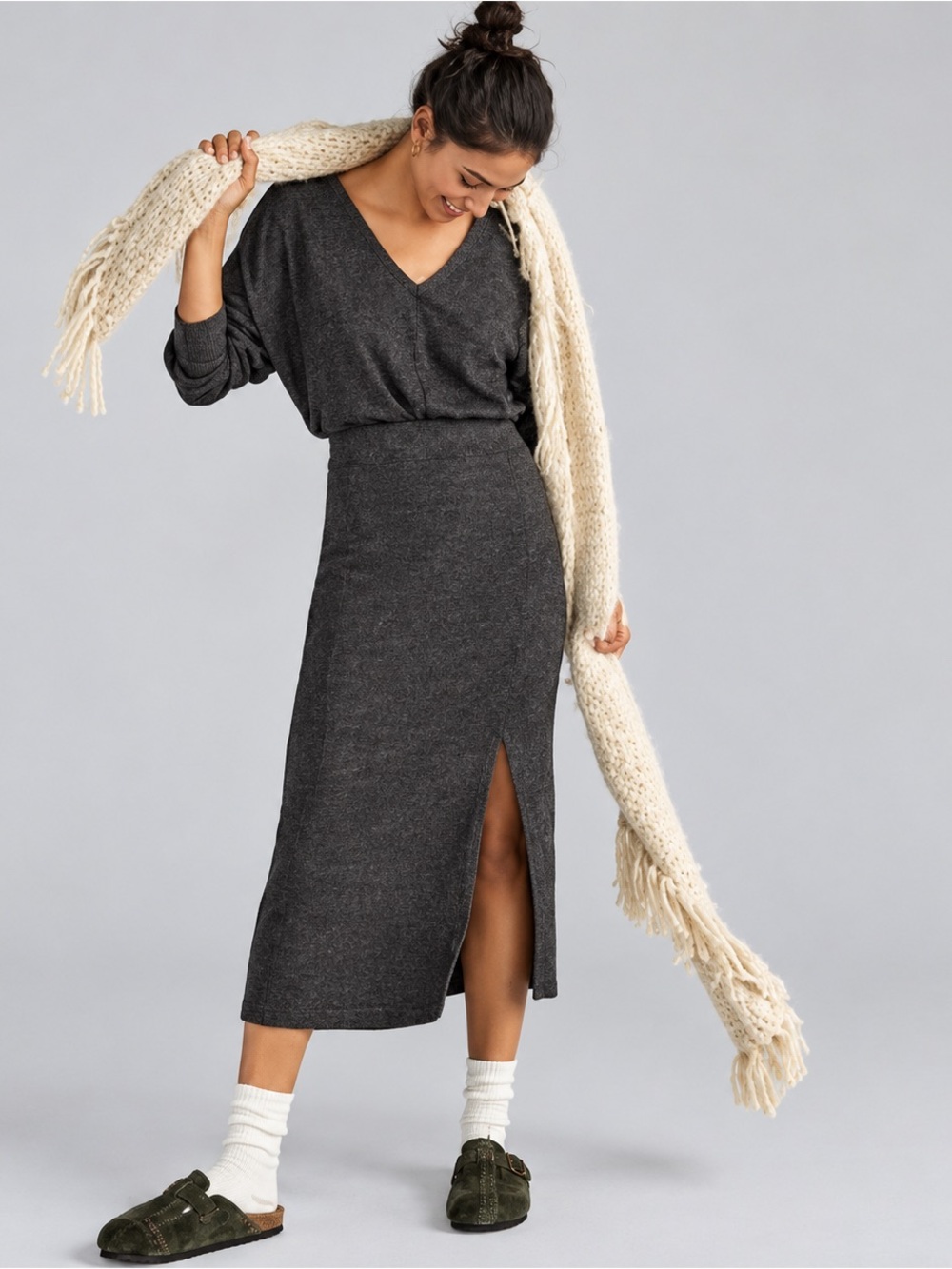 Anthropologie Daily Practice Barre Ribbed Knit Midi Dress XL